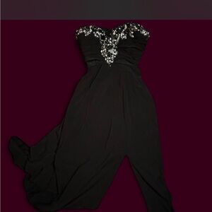 Windsor Black Strapless Embellished Prom Dress